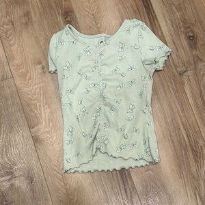Kids Green Butterfly Print Shirt